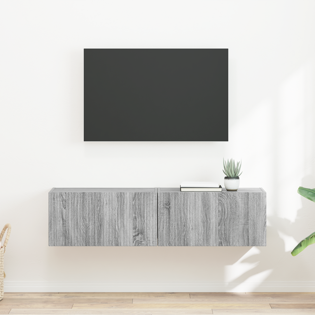 TV vægskab 2 pcs Grå Sonoma 60 x 31 x 29,5 cm Konstrueret træ