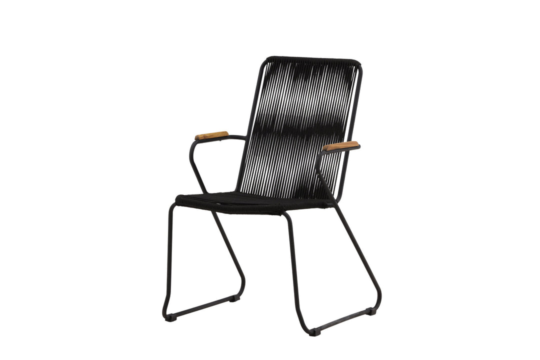 Venture Home Bois Armchair 2-pack - Black Alu / Black Rope / Acacia