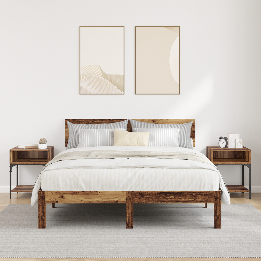 Sengebord 2 pcs Gammelt træ 40 x 40 x 50 cm Konstrueret træ