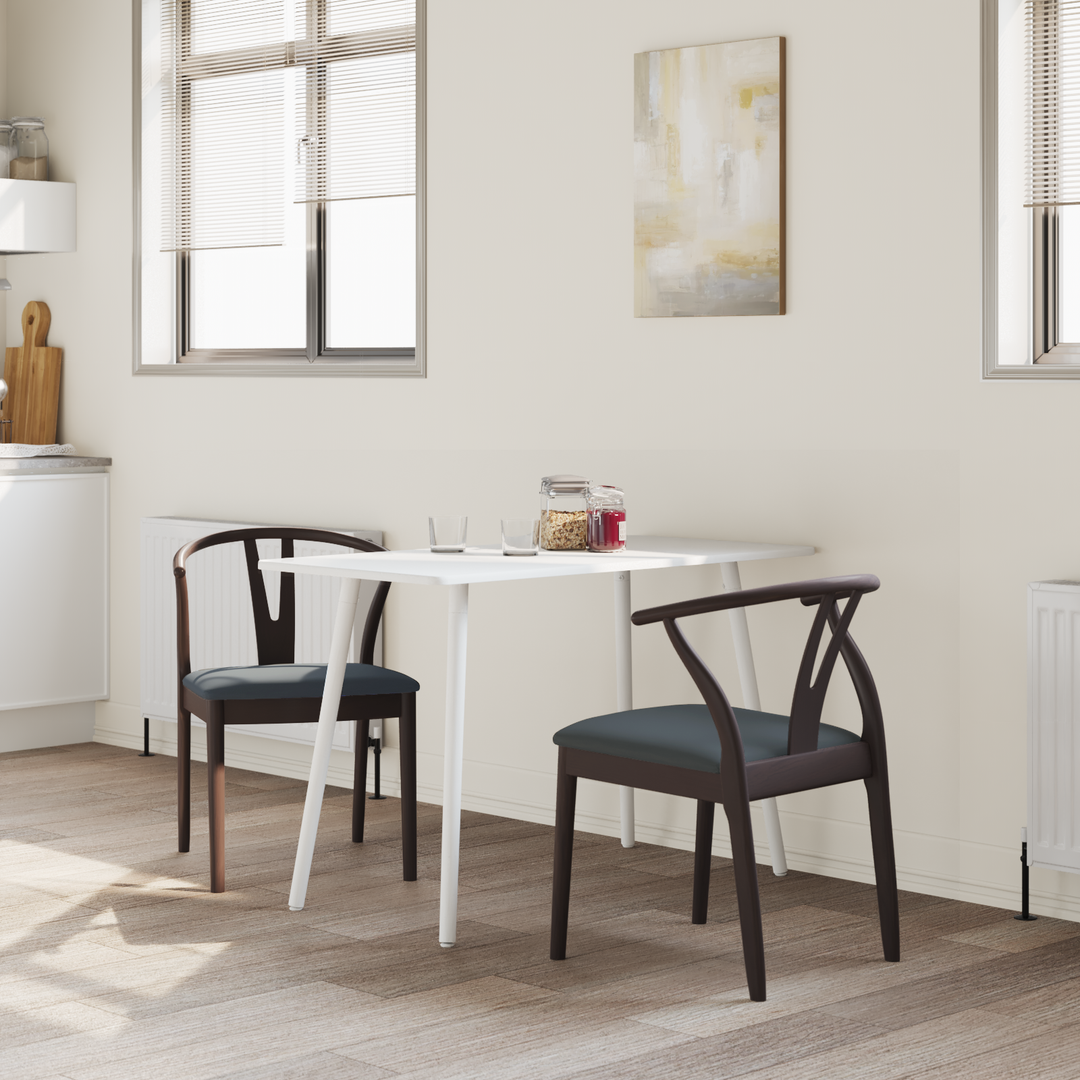Spisestuestol 2 pcs Lys brun og sort Massiv Gummitræ
