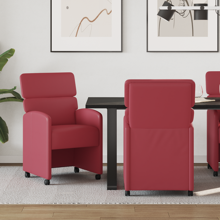 Spisebordsstole med hjul med hjul 2 pcs Vinrød 58 x 65 x 98 cm
