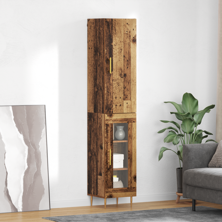 Highboard 2 pcs Gammelt træ Konstrueret træ