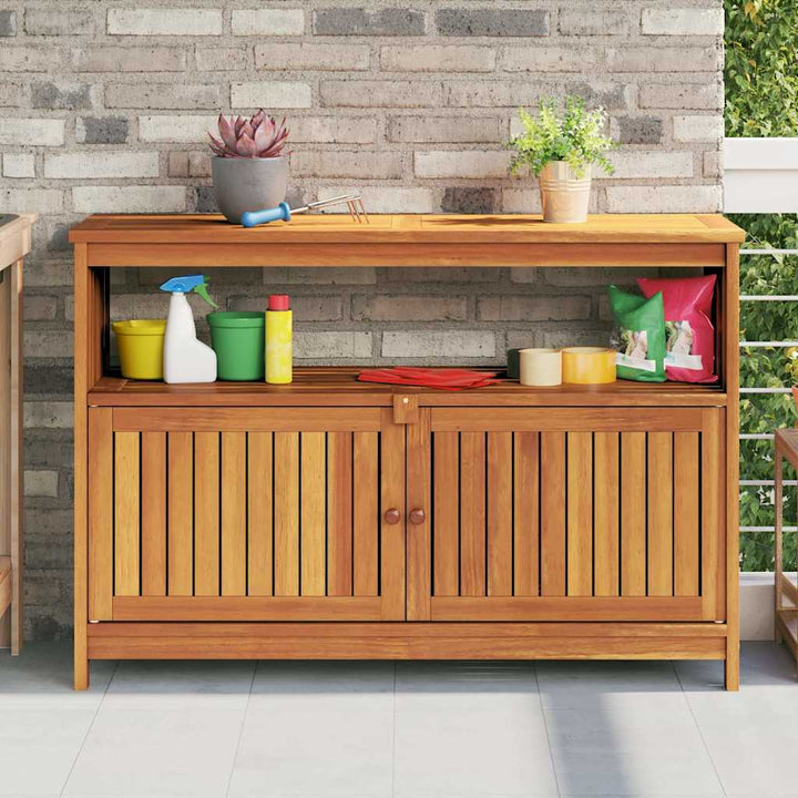 konsolbord til haven 110x35x75 cm massivt akacietræ