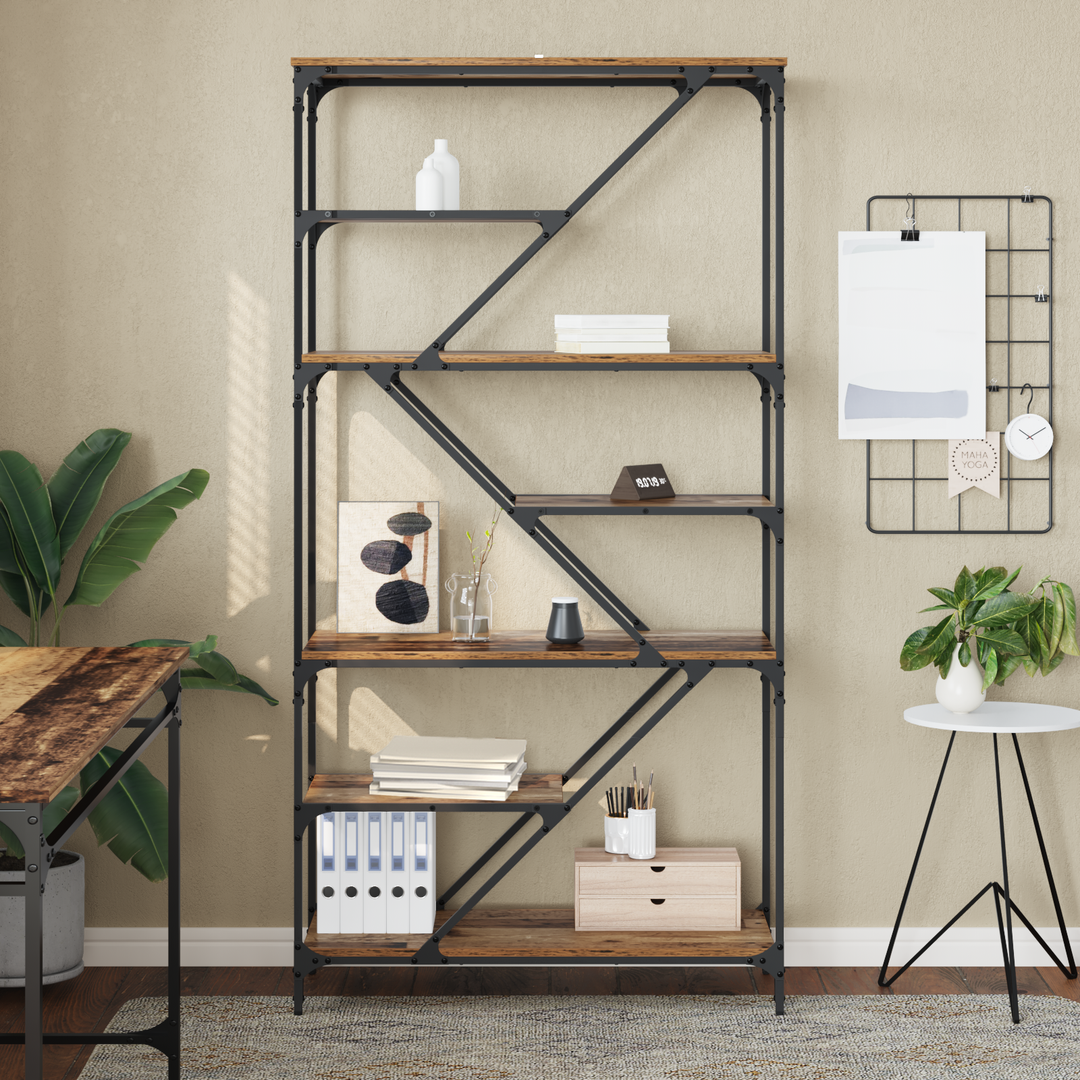Bogreol Gammelt træ 91 x 36 x 176 cm Konstrueret træ