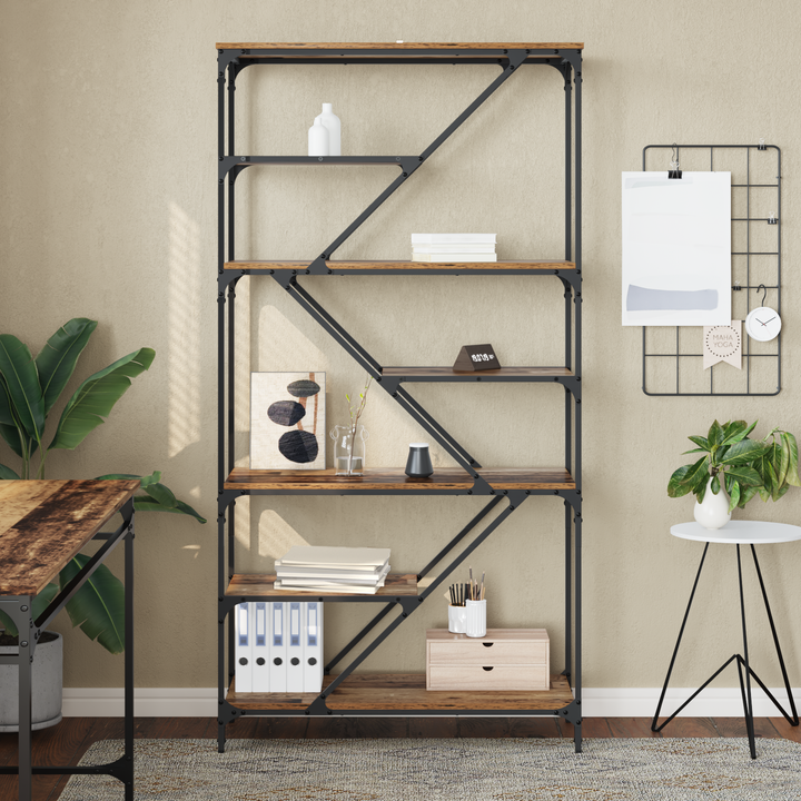 Bogreol Gammelt træ 91 x 36 x 176 cm Konstrueret træ