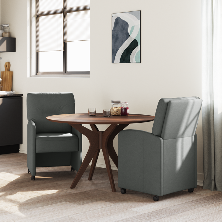Spisebordsstole med hjul 2 pcs Mørkegrå 57 x 67 x 95 cm Stof