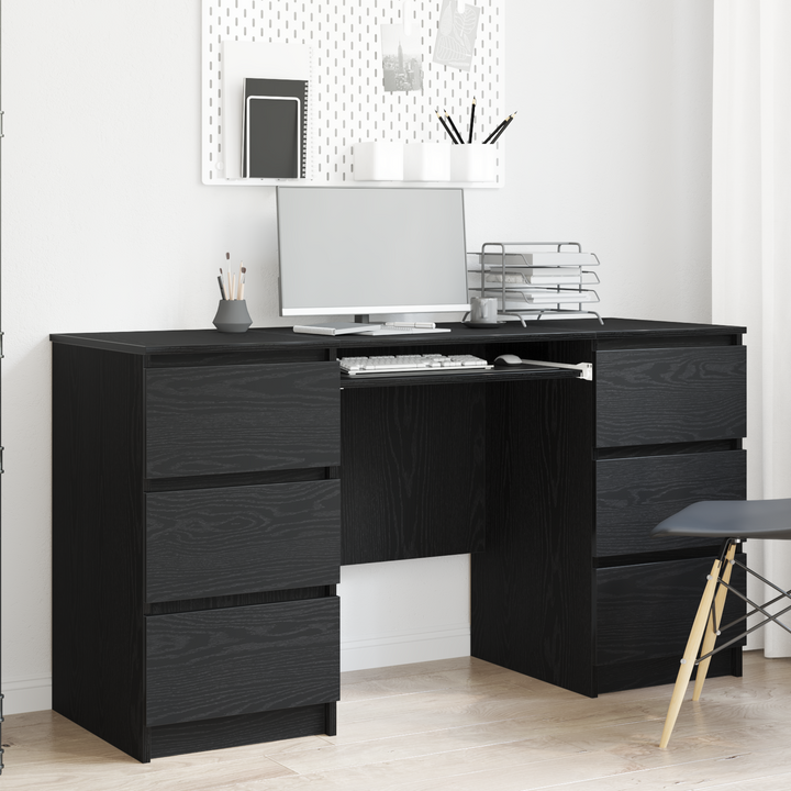 Bord med skuffe Sort eg 140 x 50 x 76 cm Konstrueret træ