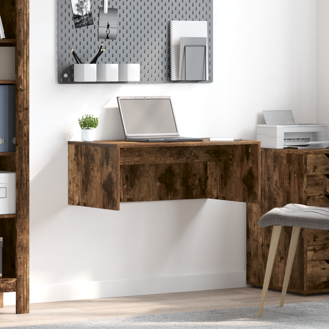 Væghængt skrivebord Røget eg 80 x 45 x 30 cm Konstrueret træ
