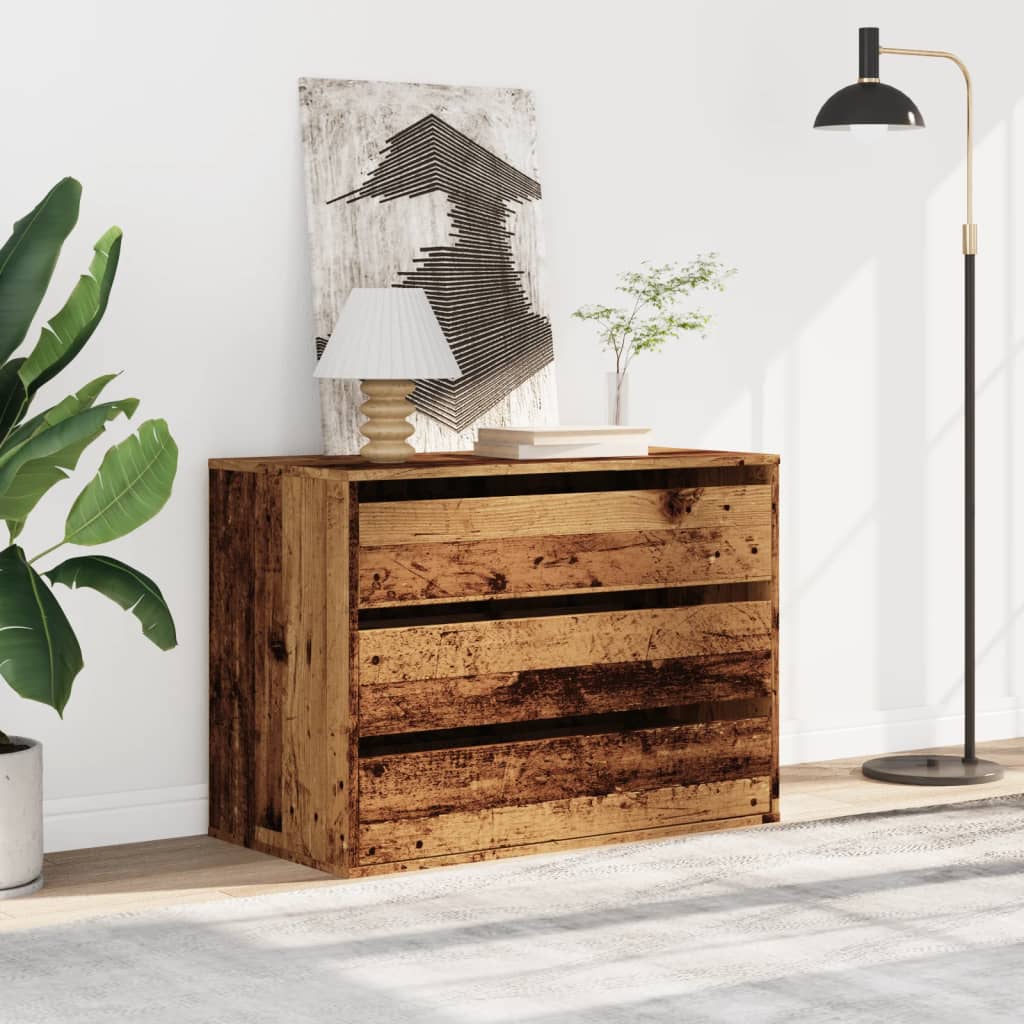 kommode til hjørne 80x41x58 cm konstrueret træ antikt træ