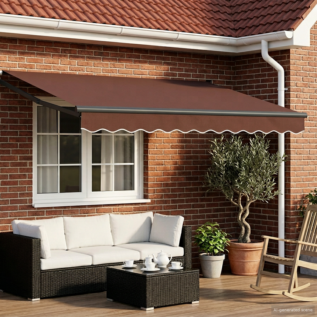 Markise Brun 3,5 x 2 m Polyester og metal