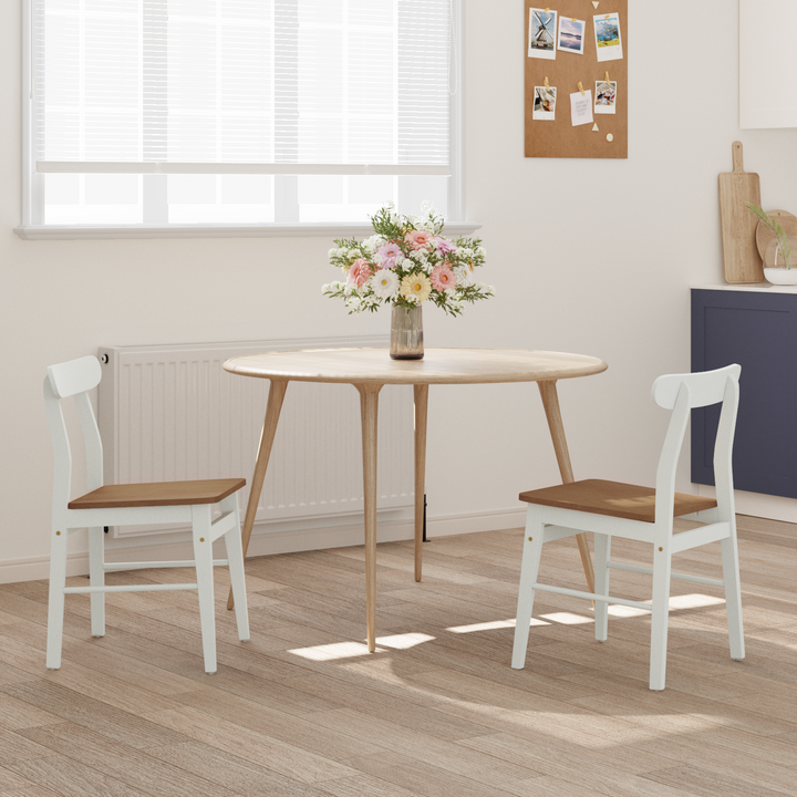 Spisestuestol 2 pcs Hvid og Naturlig 43 x 44,5 x 77 cm