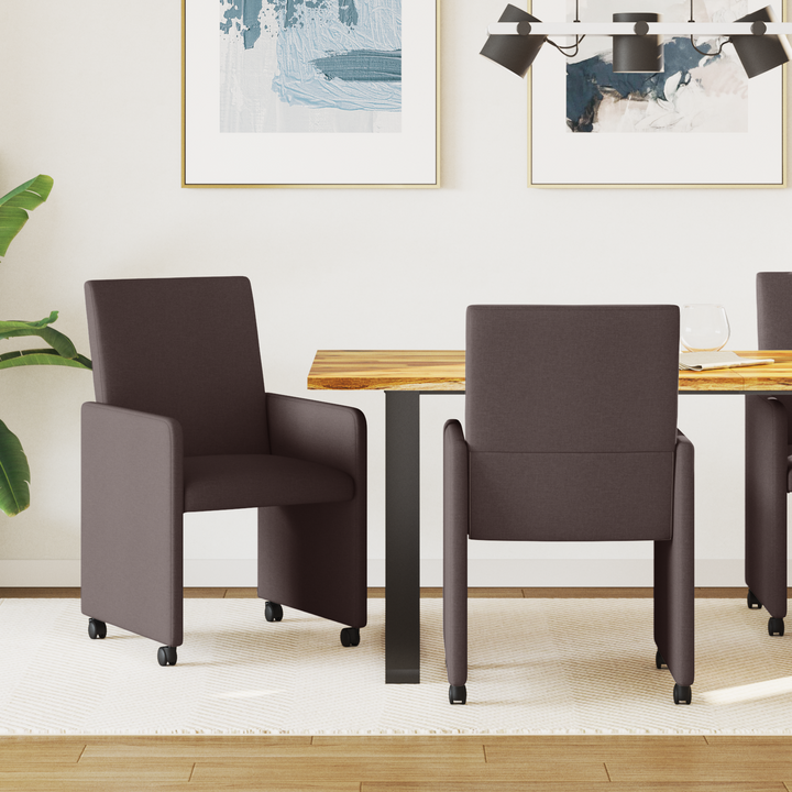 Spisebordsstole med hjul 2 pcs Mørk Brun 57 x 66 x 94 cm Stof