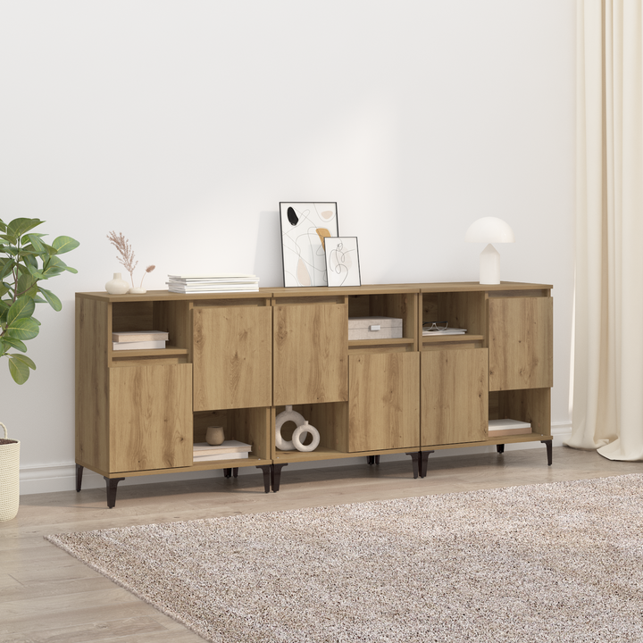 Sideboards 3 pcs Artisan Egetræ 60 x 35 x 70 cm Konstrueret træ