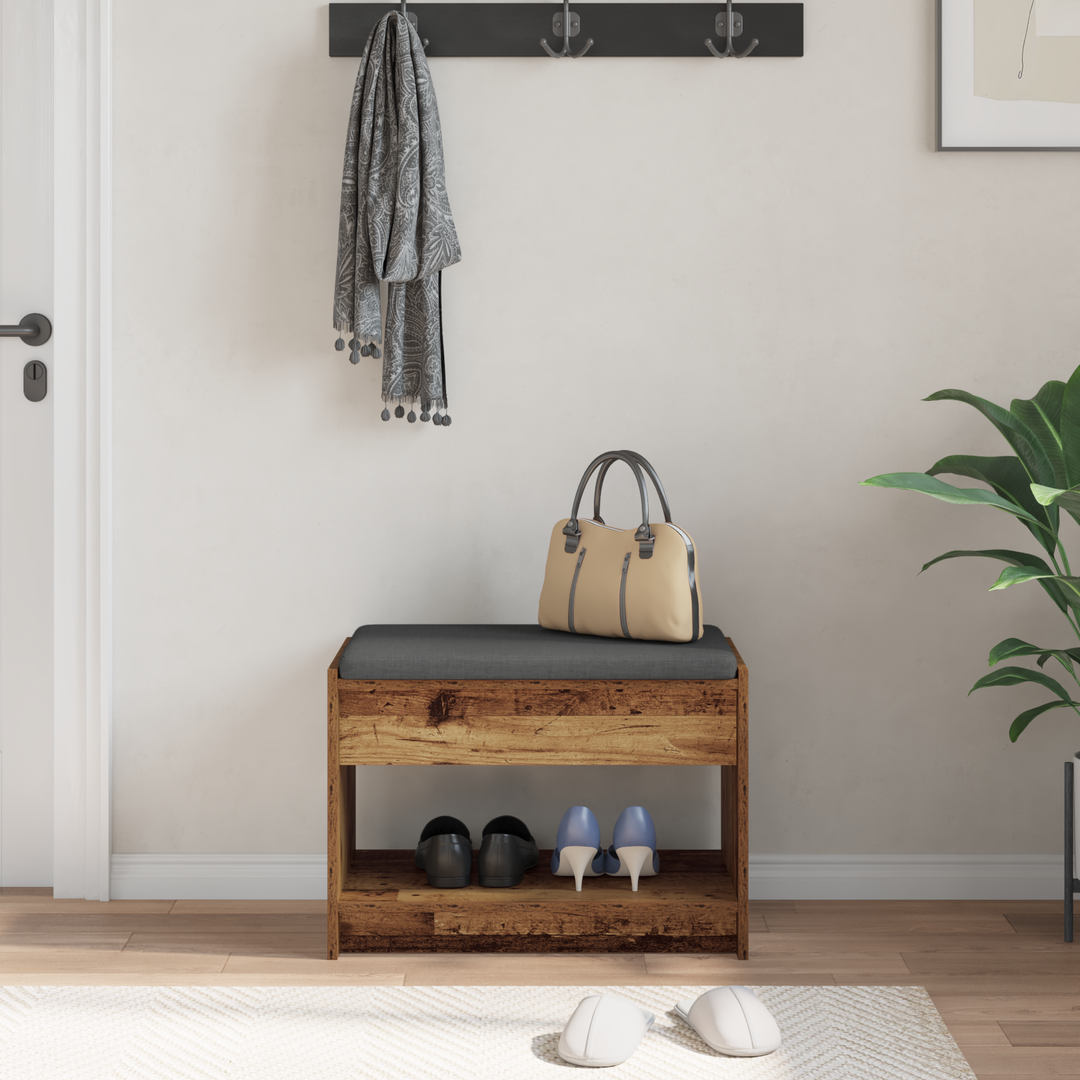 Hallbænk Gammelt træ 63 x 38 x 45 cm Kunstigt træ og stof