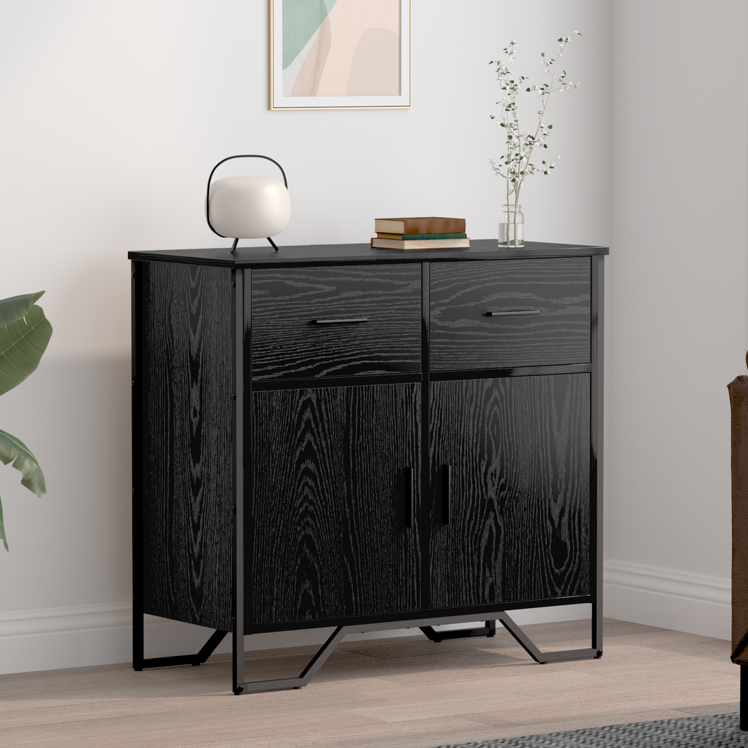 Sideboard med skuffe Sort eg 79,5 x 35,5 x 74,5 cm