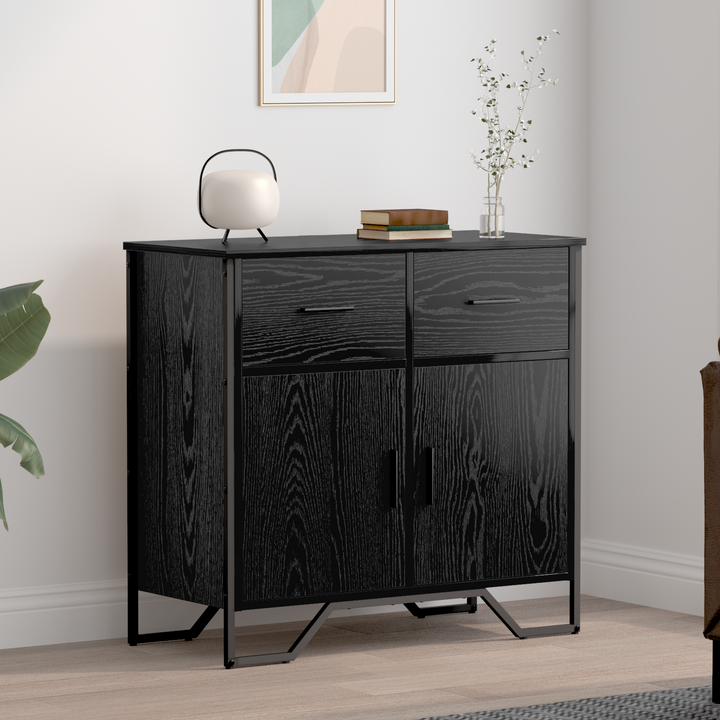 Sideboard med skuffe Sort eg 79,5 x 35,5 x 74,5 cm