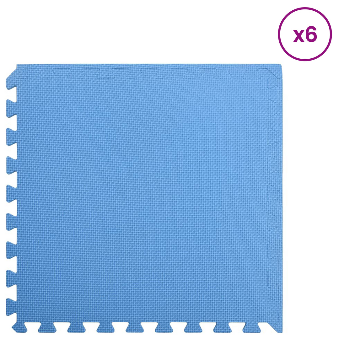 Poolbundmåtte 6 pcs Blå 2,16 ㎡ EVA skum