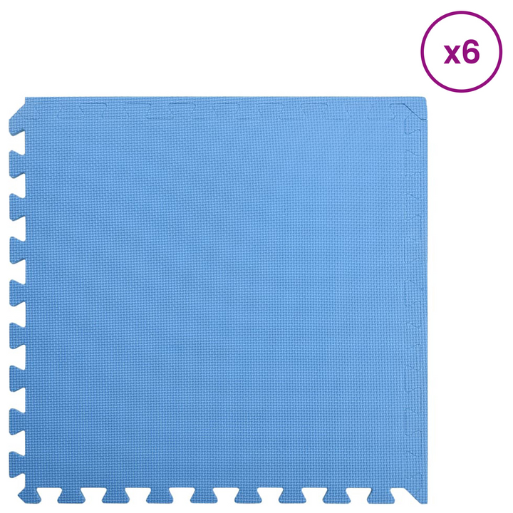 Poolbundmåtte 6 pcs Blå 2,16 ㎡ EVA skum