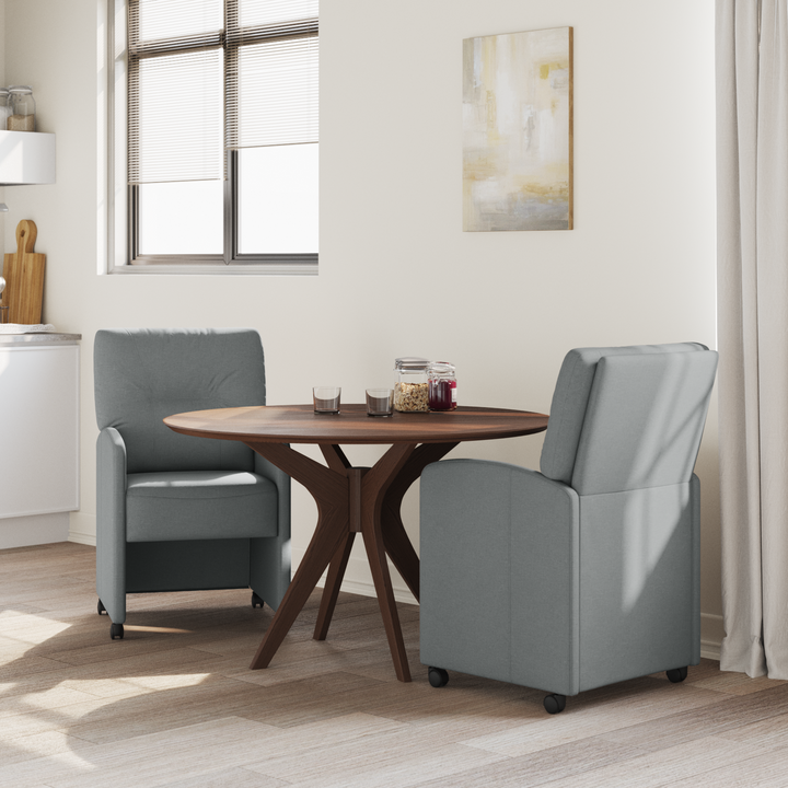 Spisebordsstole med hjul 2 pcs Lysegrå 57 x 67 x 95 cm Stof