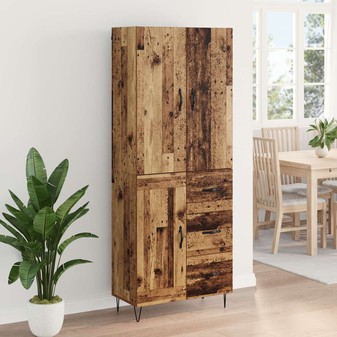 Highboard med skuffe 2 pcs Gammelt træ Konstrueret træ