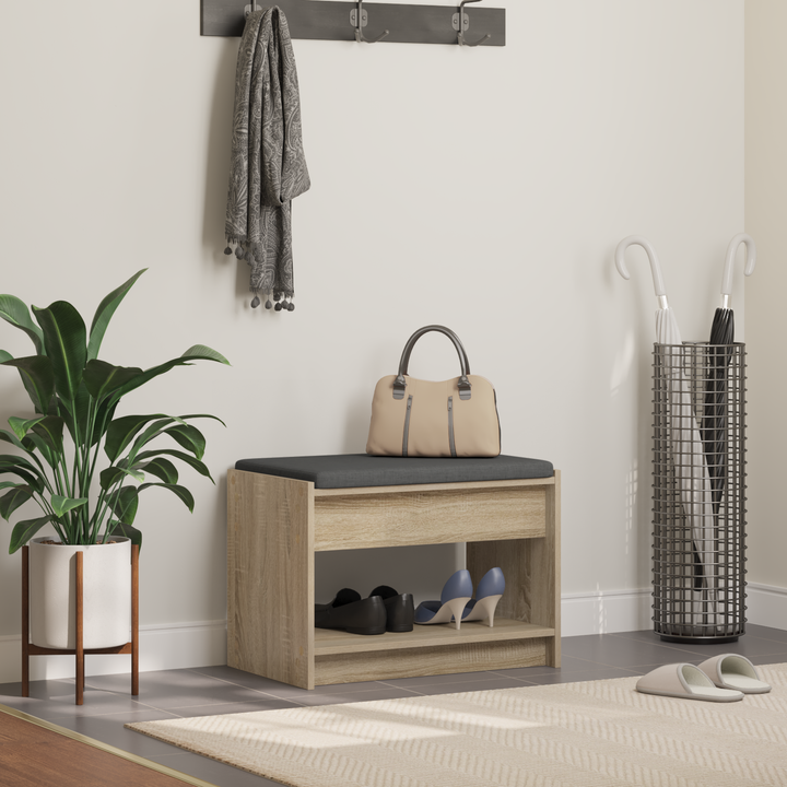 Hallbænk Sonoma eg 63 x 38 x 45 cm Kunstigt træ og stof