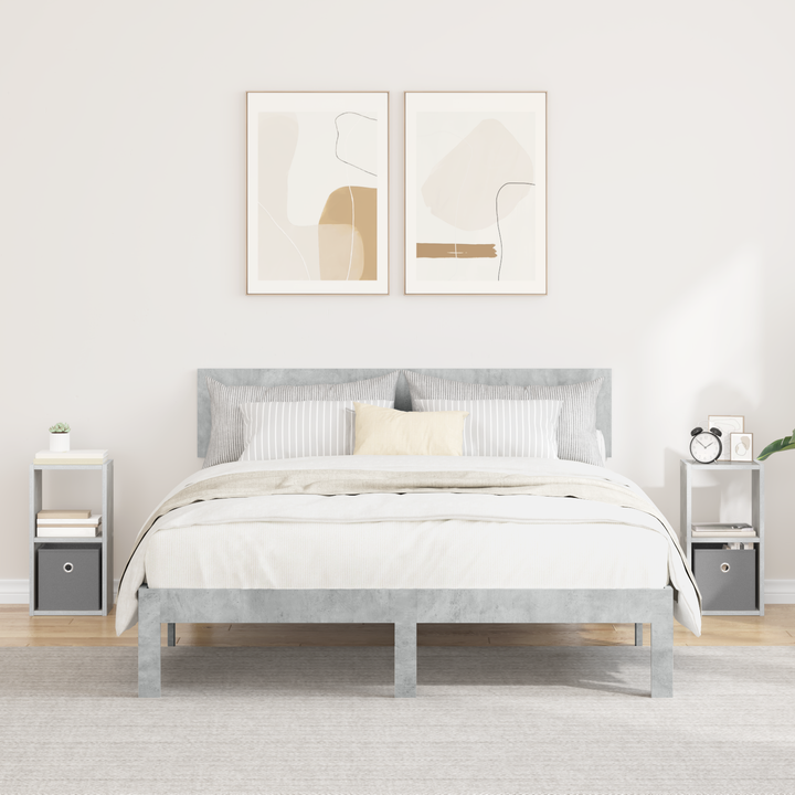 Sengebord 2 pcs Beton Grå 25,5 x 22 x 49,5 cm Konstrueret træ