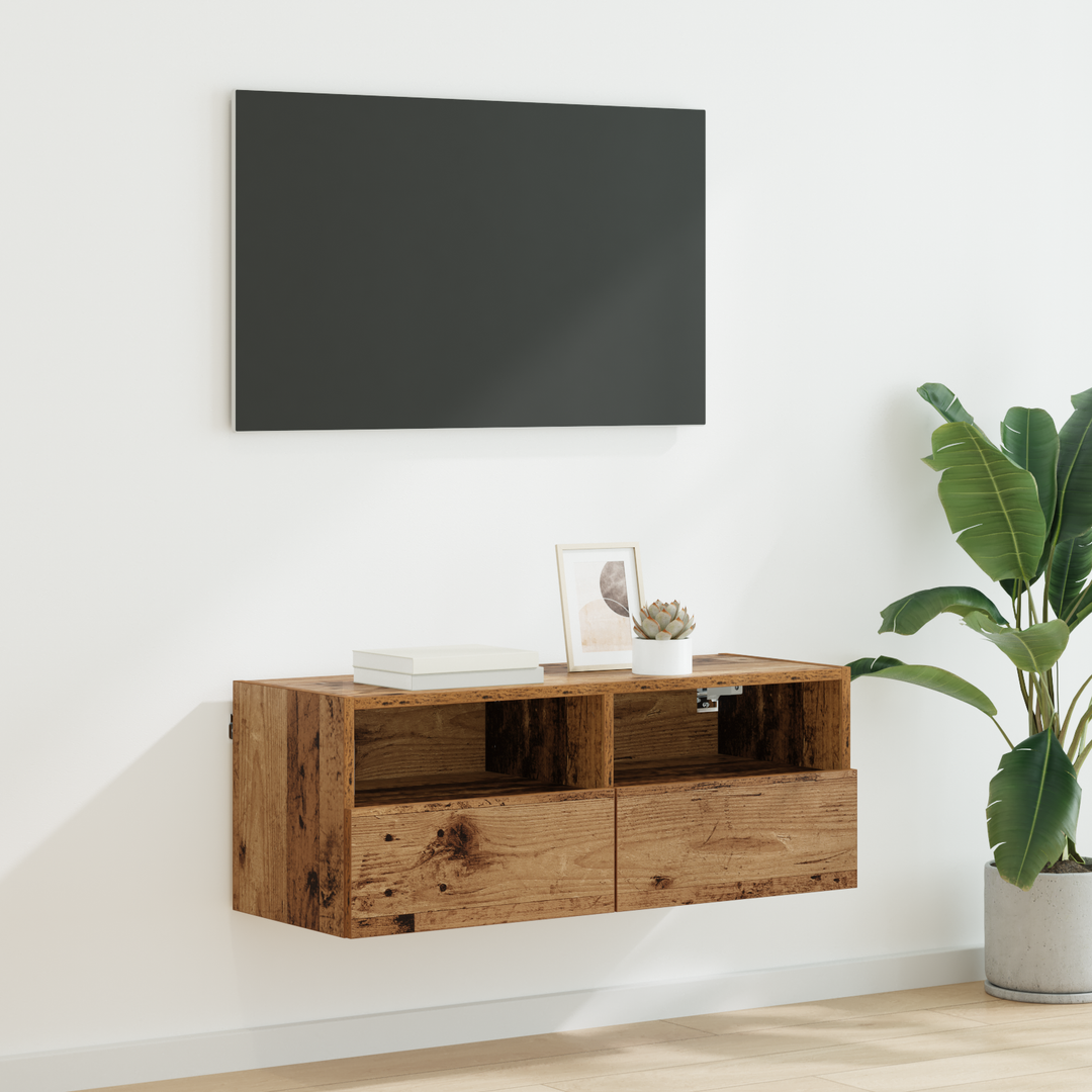 TV vægskab Gammelt træ 80 x 30 x 30 cm Konstrueret træ