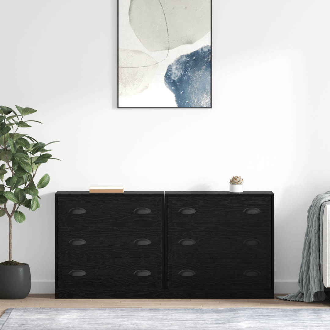 Sideboards 2 pcs Sort eg 70 x 35,5 x 67,5 cm Konstrueret træ