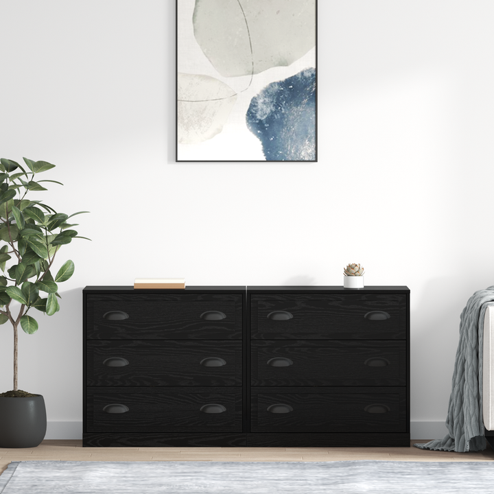 Sideboards 2 pcs Sort eg 70 x 35,5 x 67,5 cm Konstrueret træ