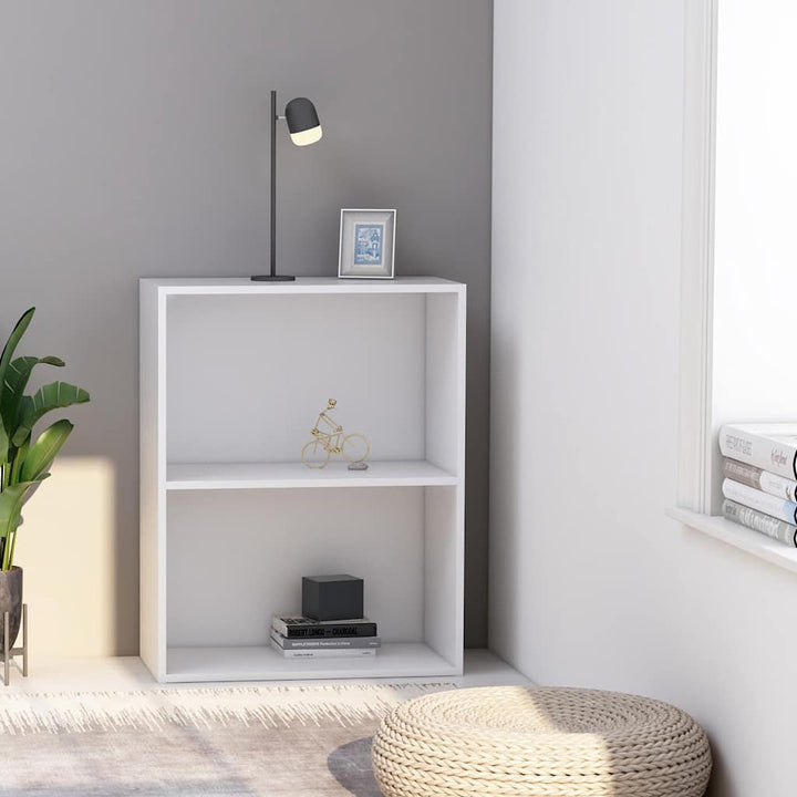 bogreol med 2 hylder 60x30x76,5 cm konstrueret træ hvid