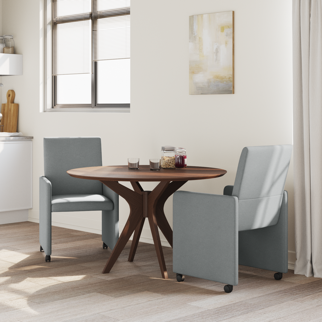 Spisebordsstole med hjul 2 pcs Lysegrå 57 x 66 x 94 cm Stof