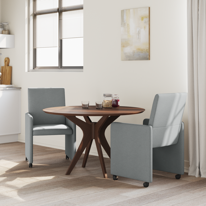 Spisebordsstole med hjul 2 pcs Lysegrå 57 x 66 x 94 cm Stof
