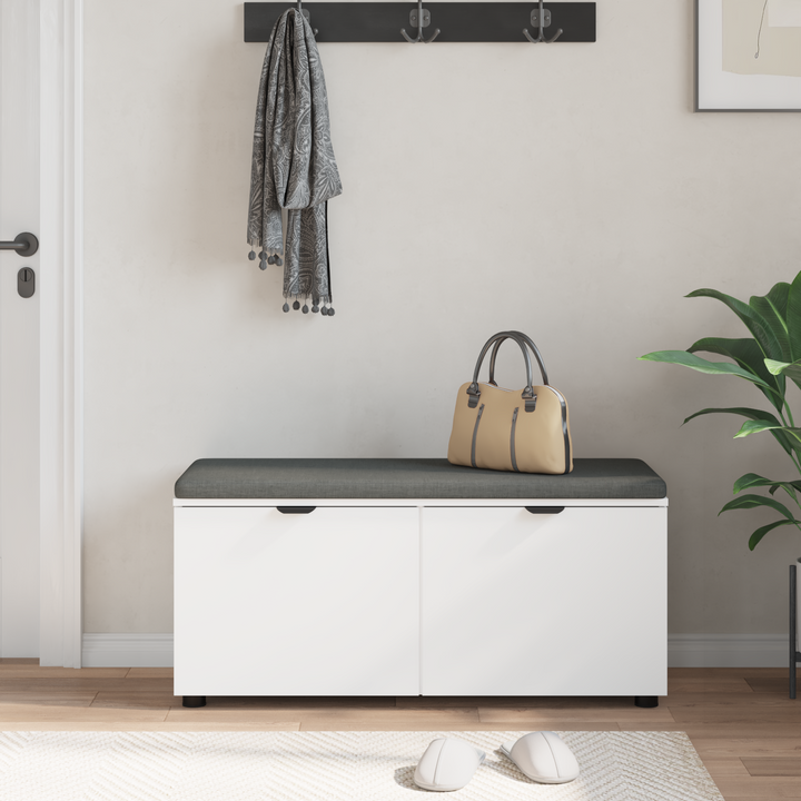 Hallbænk med pude Hvid 100 x 38 x 46 cm Kunstigt træ og stof