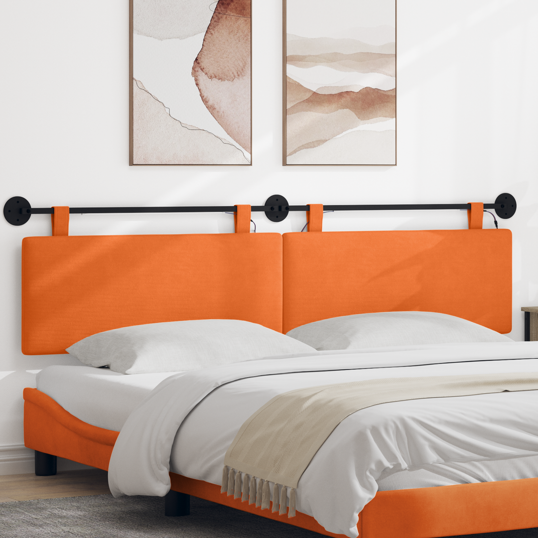 Hængende sengegavl Med LED-lys Orange Velourstof