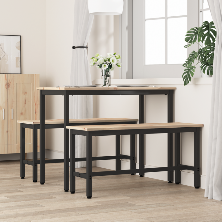 Spisebænk Naturfarvet 100 x 32,5 x 49 cm Massivt fyrretræ