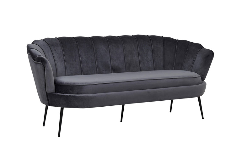 Venture Home Calais Sofa 3-seater - Dark Grey Velvet - Black legs