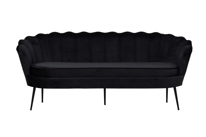 Venture Home Calais Sofa 3-seater - Black velvet - Black Legs