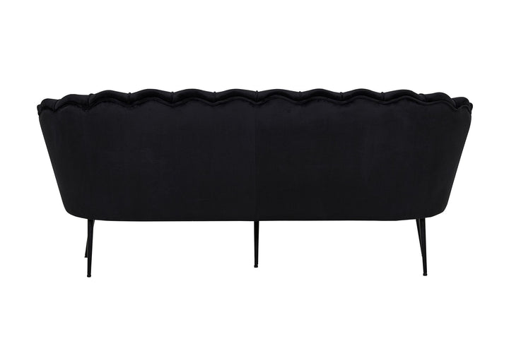 Venture Home Calais Sofa 3-seater - Black velvet - Black Legs