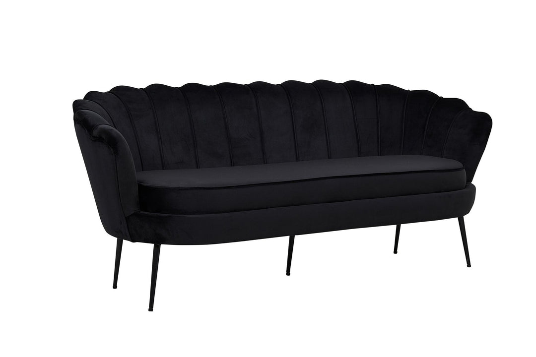 Venture Home Calais Sofa 3-seater - Black velvet - Black Legs