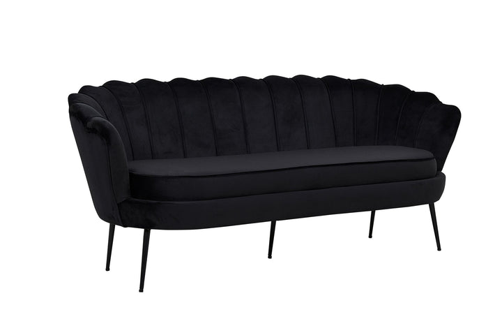 Venture Home Calais Sofa 3-seater - Black velvet - Black Legs