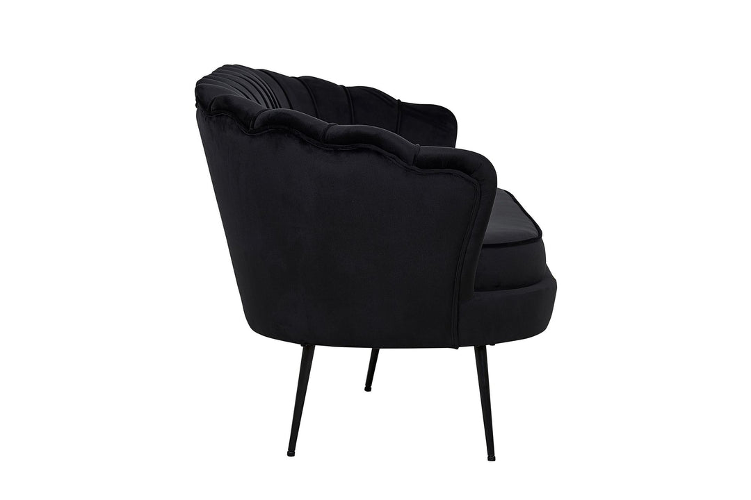 Venture Home Calais Sofa 3-seater - Black velvet - Black Legs