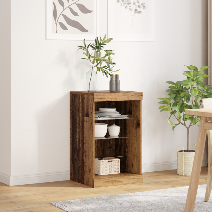 LED Sideboard Gammelt træ 41 x 37 x 67 cm Konstrueret træ