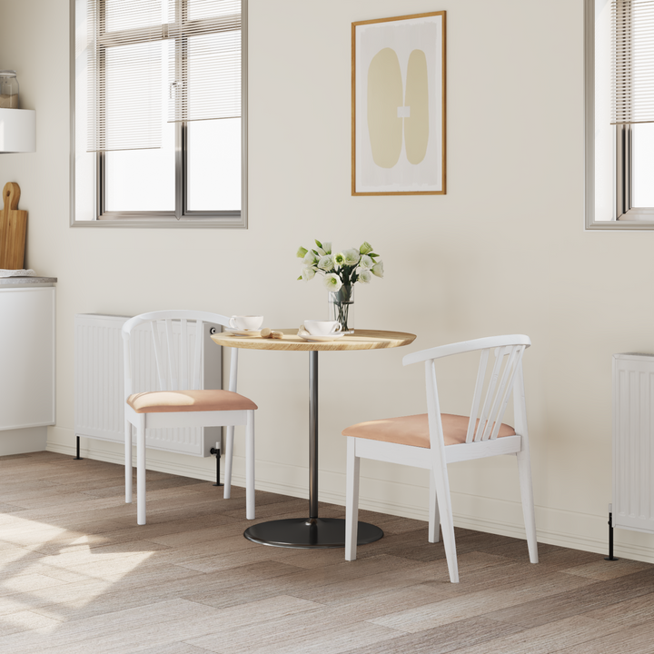 Spisestuestol 2 pcs Hvid og brun Solid gummitræ