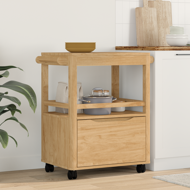 Køkkenvogn FLORO Voks brun 72,5 x 45 x 80 cm Massivt fyrretræ