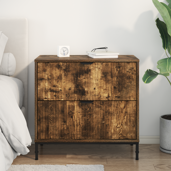 Sengebord med skuffe Røget eg 63.5 x 36 x 61 cm Konstrueret træ