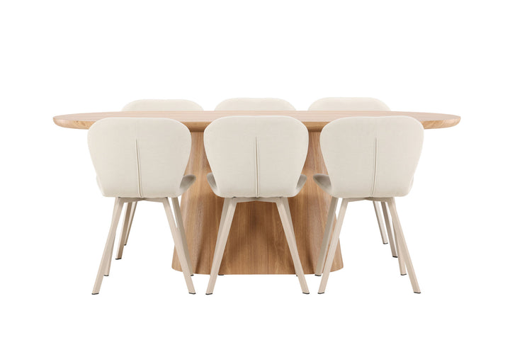 Venture Home Stjärnö Table - Nature with 6 Lilja Chair - Beige