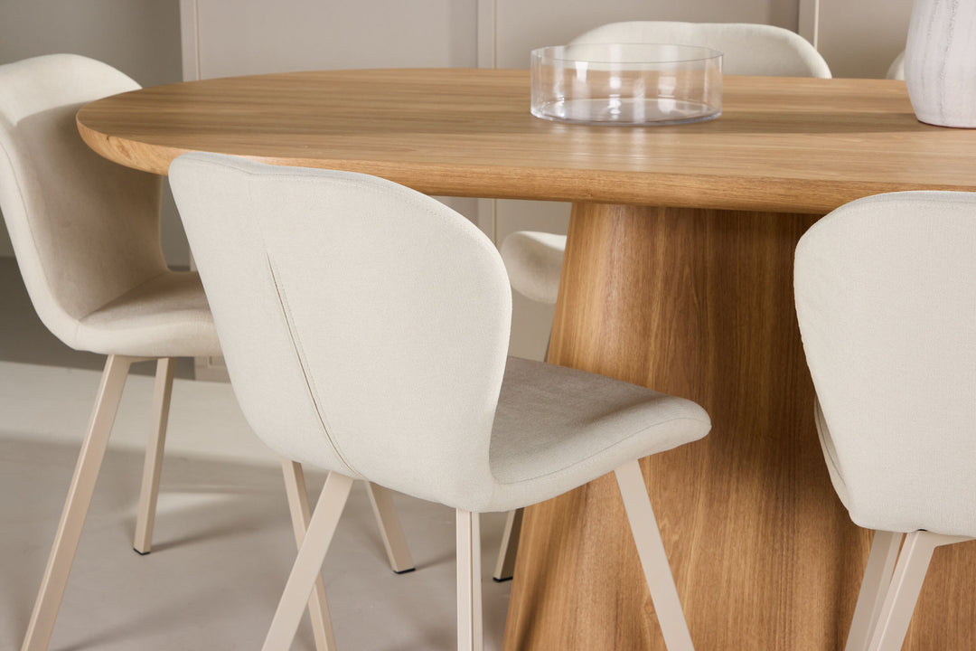 Venture Home Stjärnö Table - Nature with 6 Lilja Chair - Beige