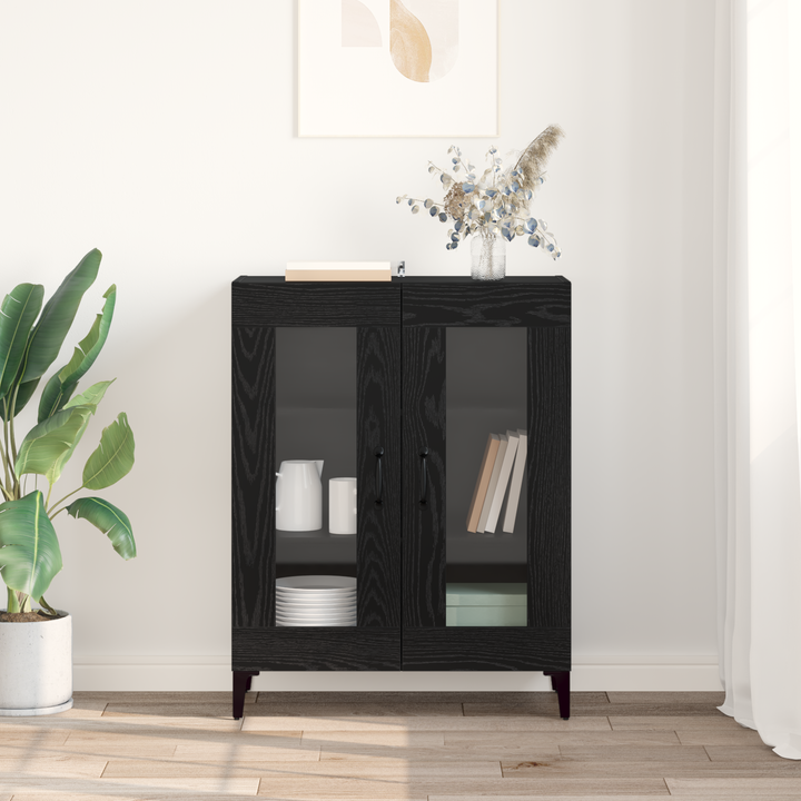 Sideboard Sort eg 69,5 x 34 x 90 cm Ingeniørt træ og jern