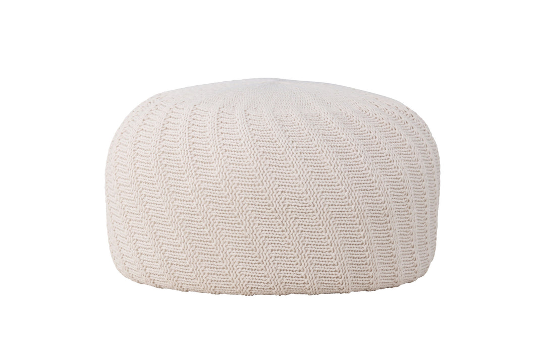 Venture Home Ted Round Pouf - ⌀60 / Offwhite