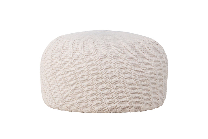Venture Home Ted Round Pouf - ⌀60 / Offwhite